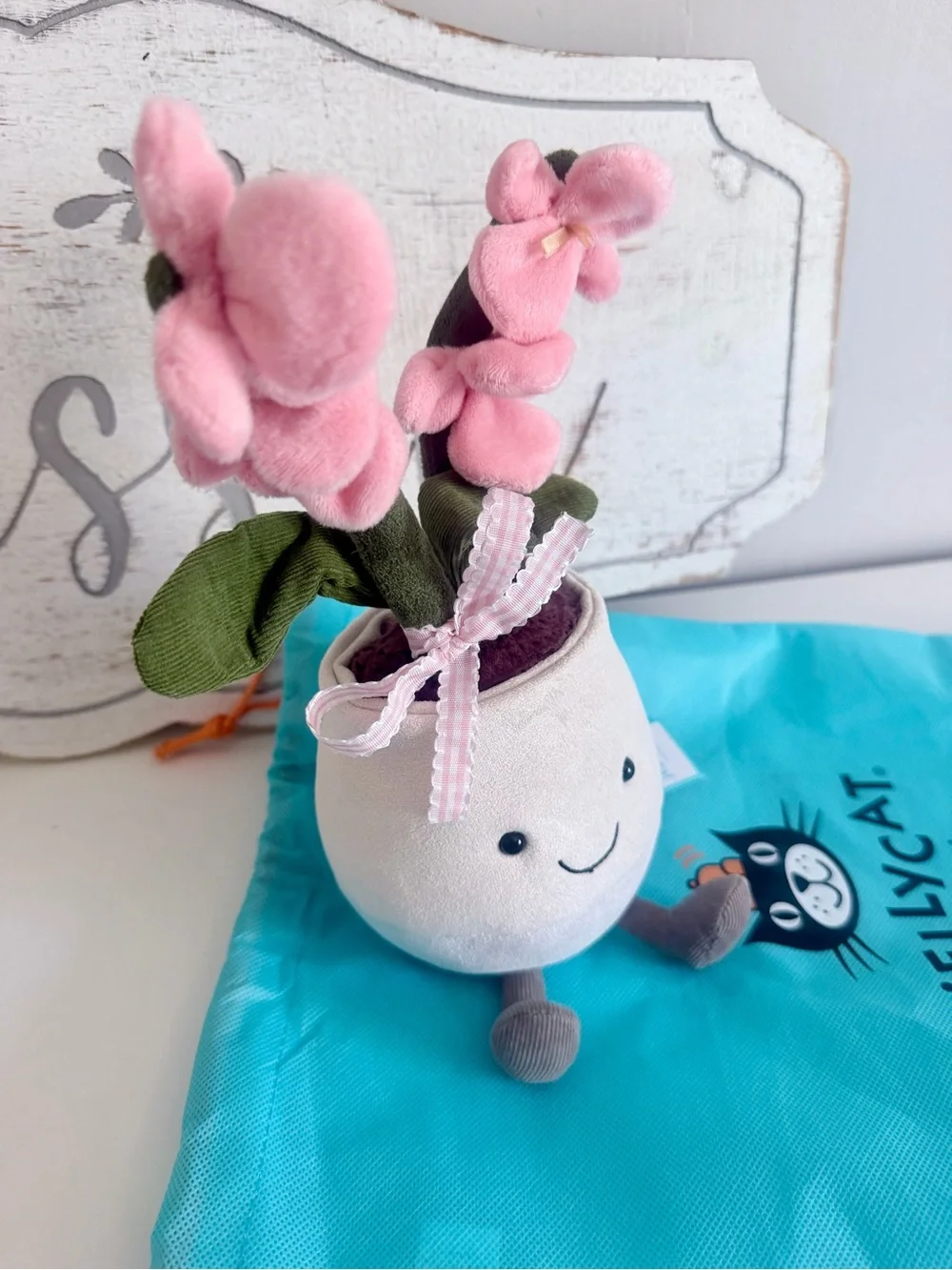 Jellycat Amuseables Pink Orchid + Dust Bag! AUTHENTIC BNWT!